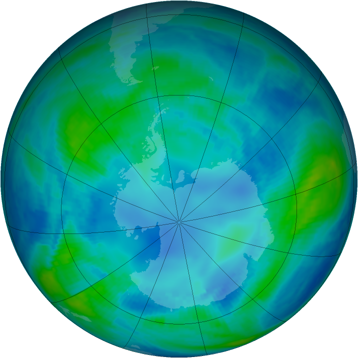 Antarctic ozone map for 26 April 2000